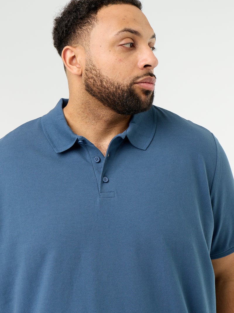 Polo van piquéstof BLAUW - Kiabi