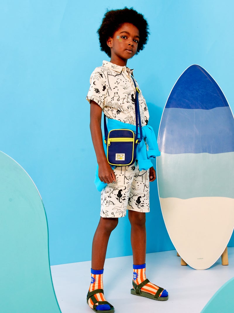 Polo van piquéstof met jungleprint WIT - Kiabi