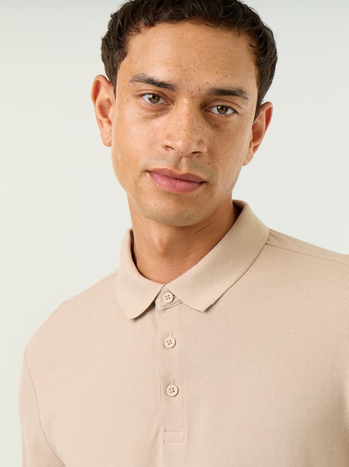 Polo van piquéstof met lange mouwen - Kiabi