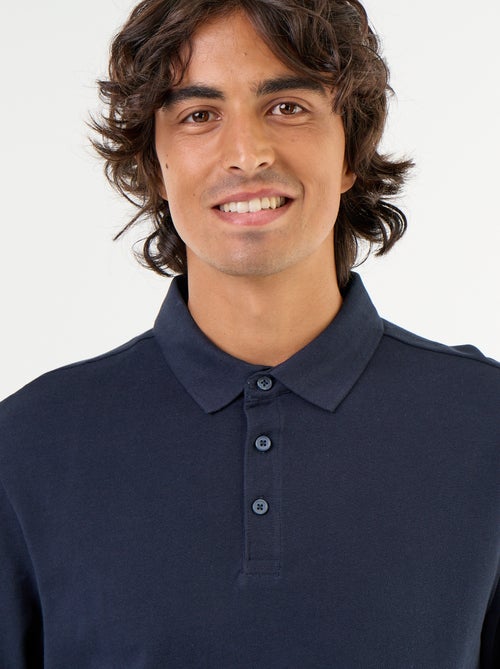 Polo van piquéstof met lange mouwen - Kiabi
