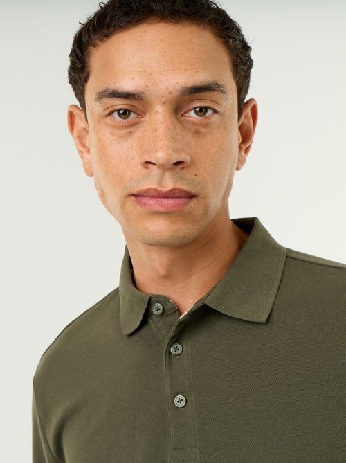 Polo van piquéstof met lange mouwen - Kiabi