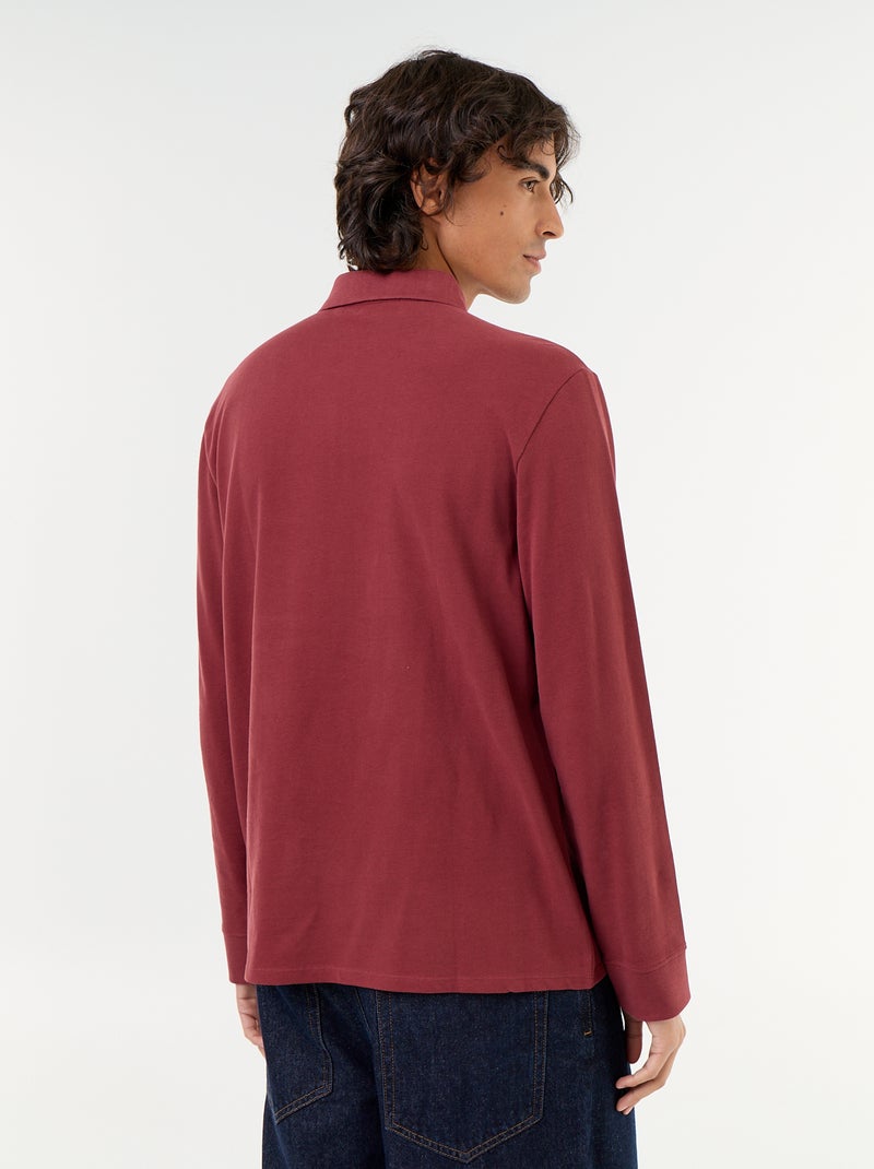 Polo van piquéstof met lange mouwen Rood - Kiabi