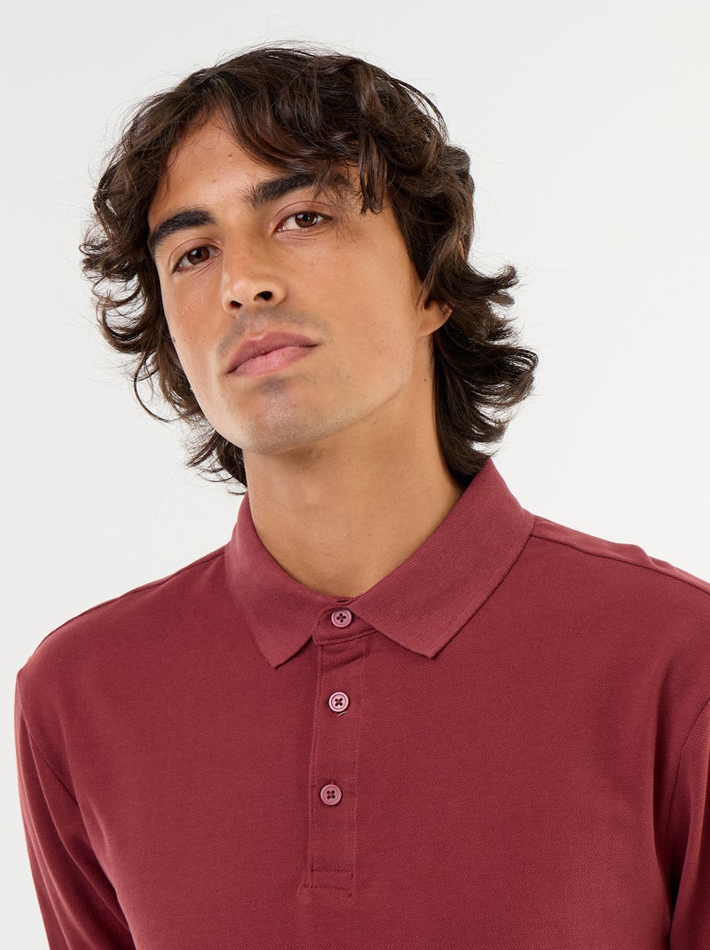 Polo van piquéstof met lange mouwen Rood - Kiabi