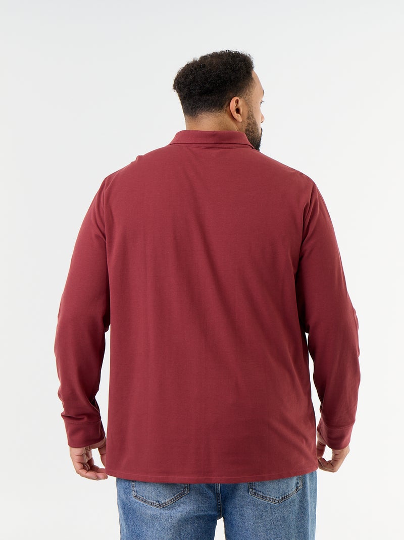Polo van piquéstof met lange mouwen Rood - Kiabi