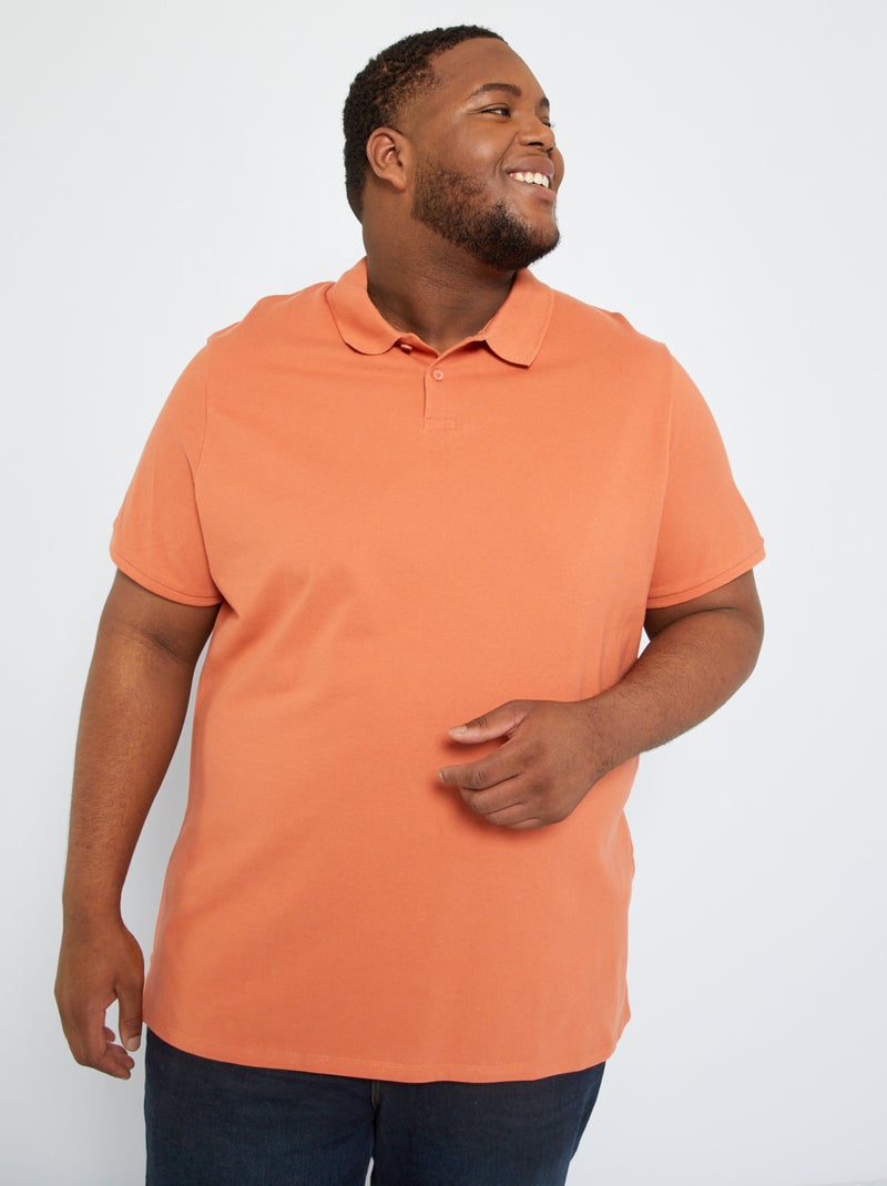 Polo van piquéstof ORANJE - Kiabi