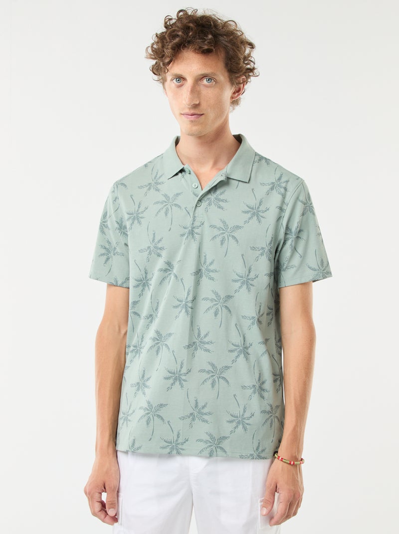 Polo van piquétricot met all-over motiefje Blauw - Kiabi