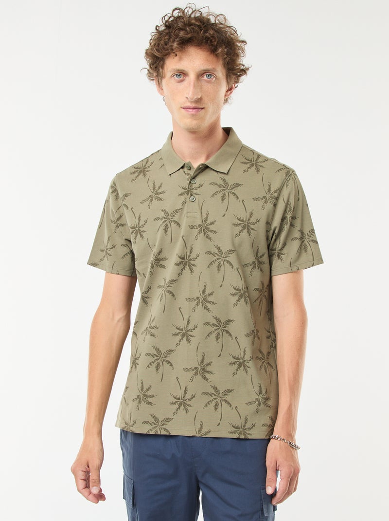 Polo van piquétricot met all-over motiefje Groen - Kiabi