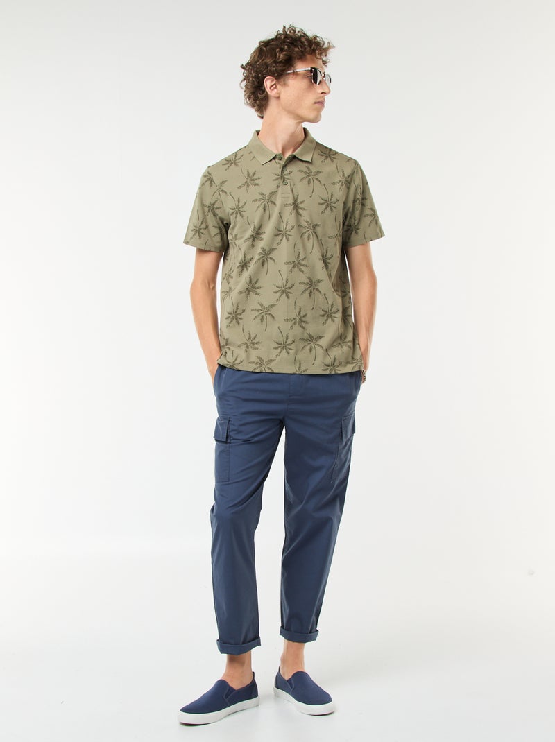 Polo van piquétricot met all-over motiefje Groen - Kiabi