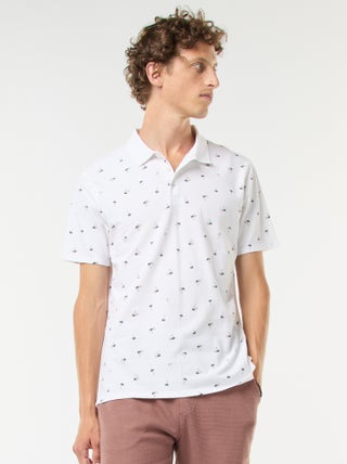 Polo van piquétricot met all-over motiefje