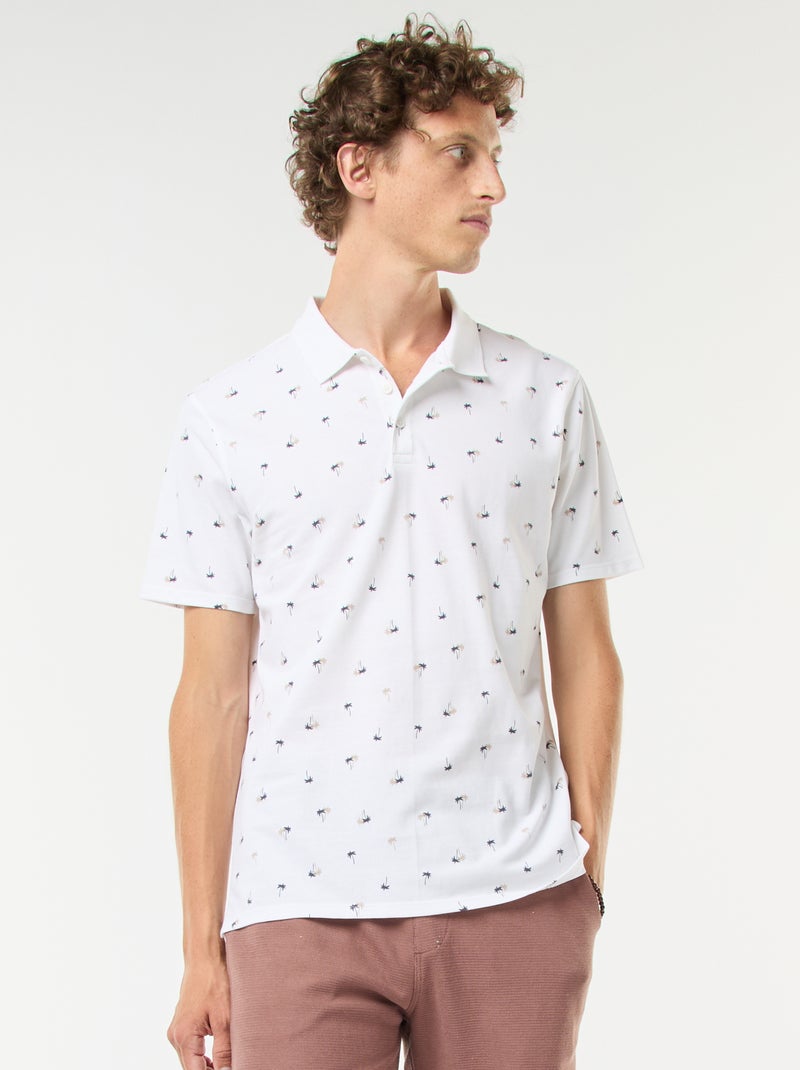 Polo van piquétricot met all-over motiefje Wit - Kiabi
