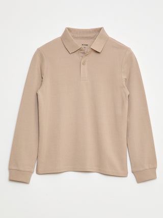 Polo van piquétricot met lange mouwen