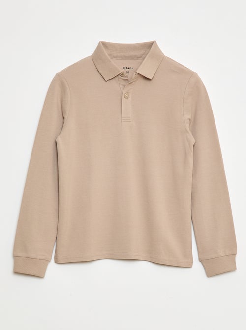 Polo van piquétricot met lange mouwen - Kiabi