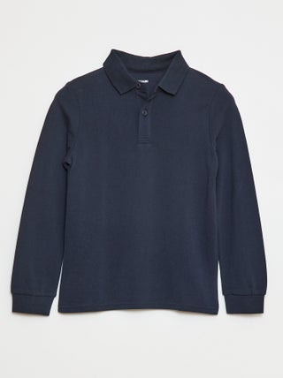 Polo van piquétricot met lange mouwen