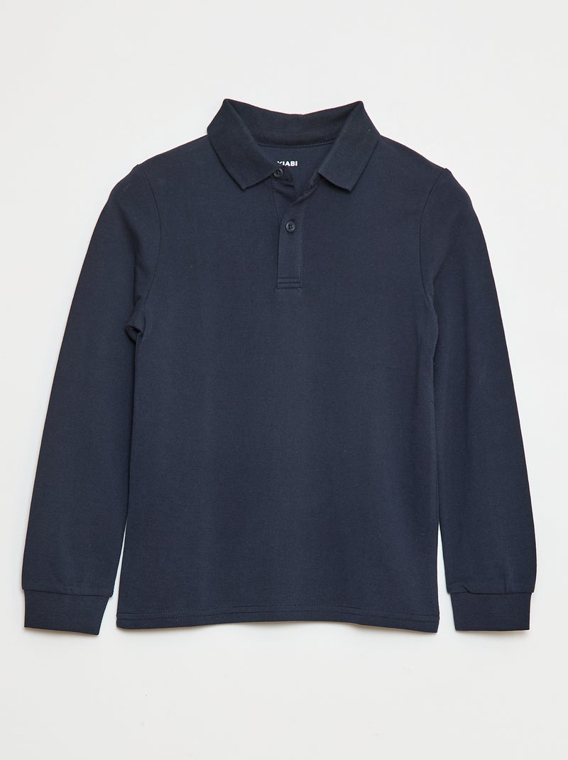 Polo van piquétricot met lange mouwen Blauw - Kiabi