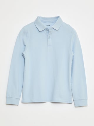 Polo van piquétricot met lange mouwen