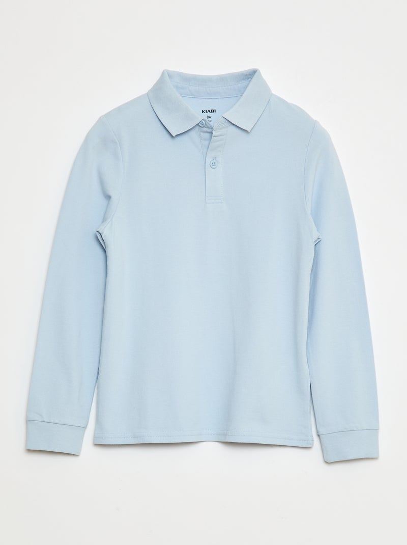 Polo van piquétricot met lange mouwen Blauw - Kiabi