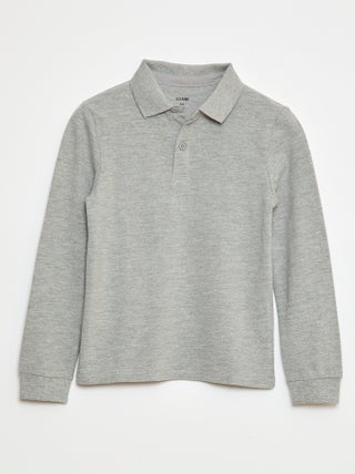 Polo van piquétricot met lange mouwen