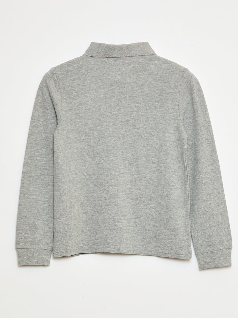 Polo van piquétricot met lange mouwen Grijs - Kiabi