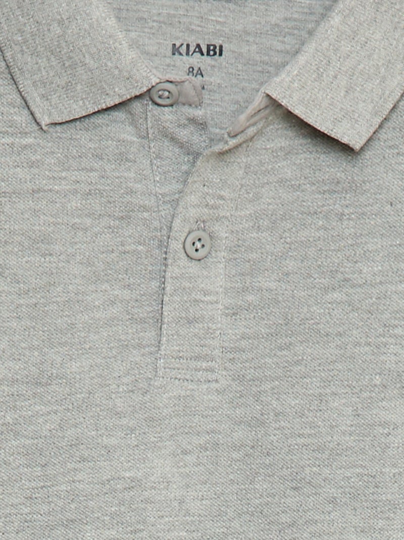 Polo van piquétricot met lange mouwen Grijs - Kiabi