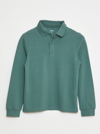 Polo van piquétricot met lange mouwen