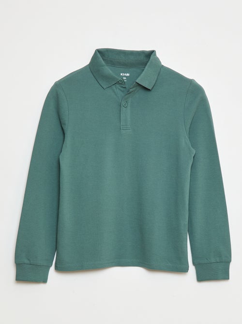 Polo van piquétricot met lange mouwen - Kiabi