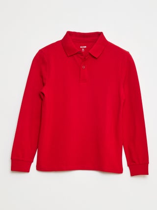 Polo van piquétricot met lange mouwen