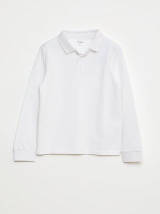 Polo van piquétricot met lange mouwen