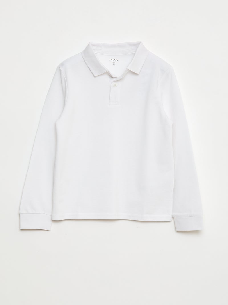 Polo van piquétricot met lange mouwen Wit - Kiabi