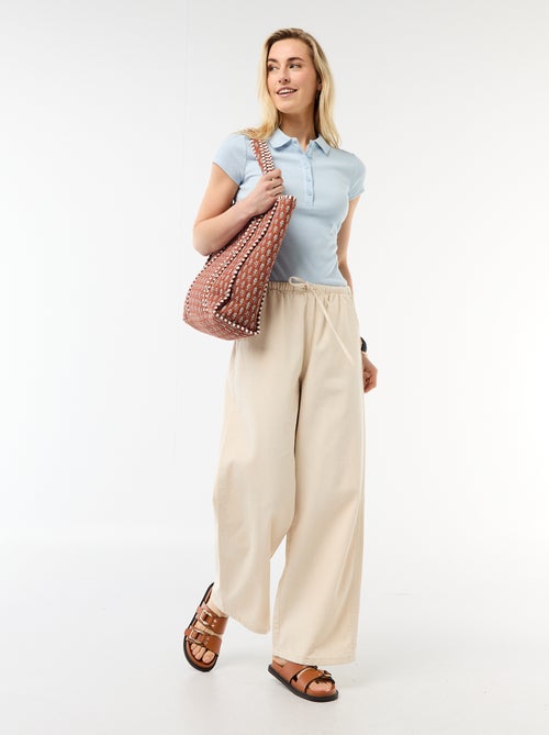 Polo van ribgebreide stof met korte mouwen - Kiabi