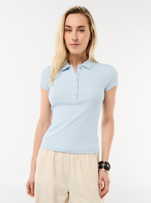 Polo van ribgebreide stof met korte mouwen - Kiabi