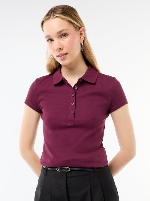 Polo van ribgebreide stof met korte mouwen - Kiabi