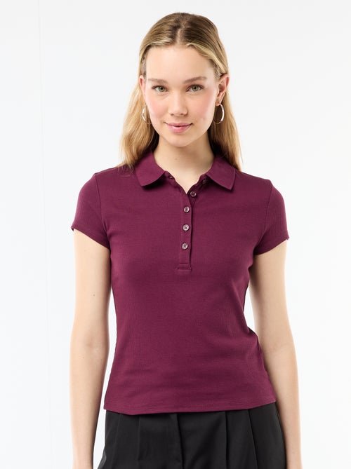 Polo van ribgebreide stof met korte mouwen - Kiabi