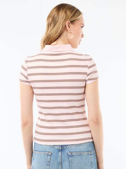 Polo van ribgebreide stof met korte mouwen - Kiabi