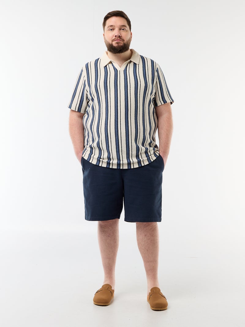 Polo van tricotstof met korte mouwen Blauw - Kiabi
