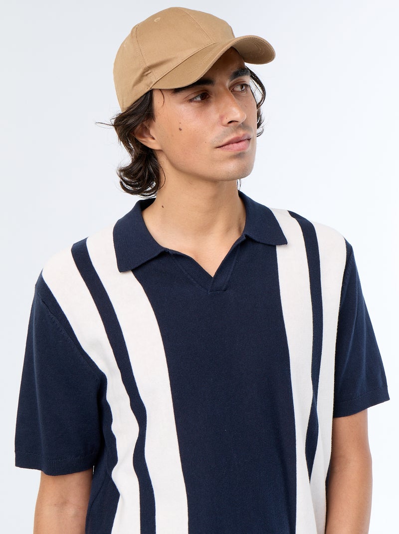 Poloshirt met korte mouwen en kraag zonder knopen Blauw - Kiabi