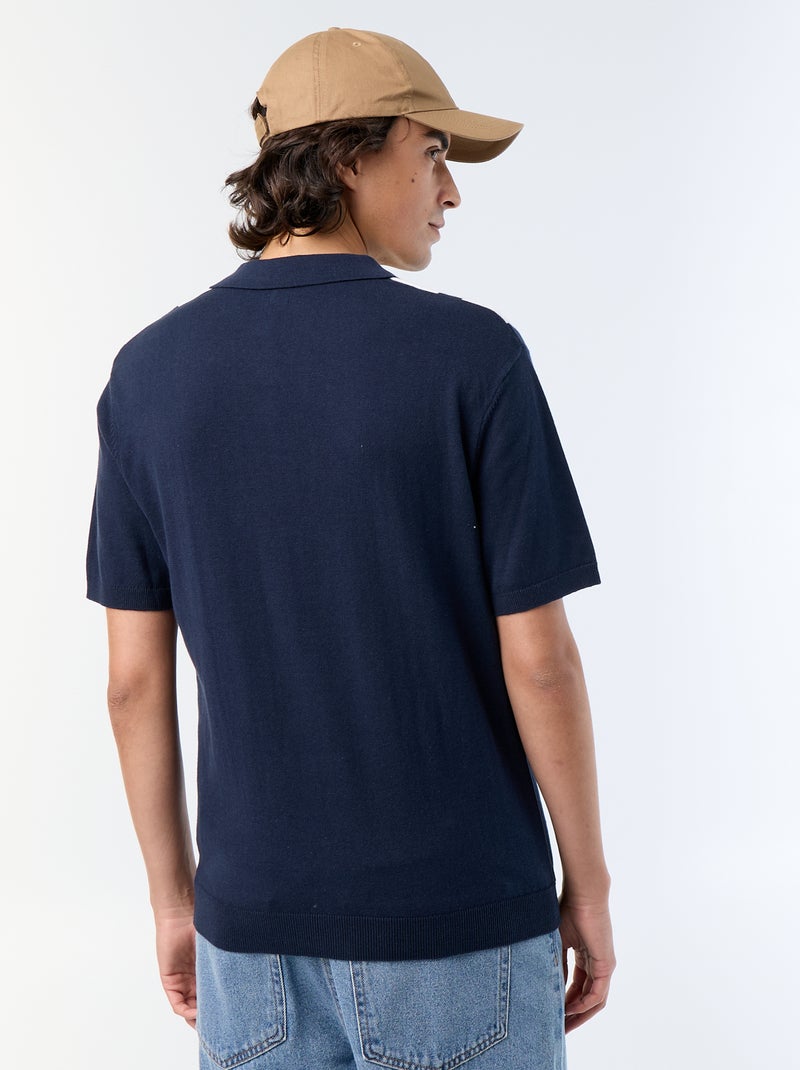 Poloshirt met korte mouwen en kraag zonder knopen Blauw - Kiabi