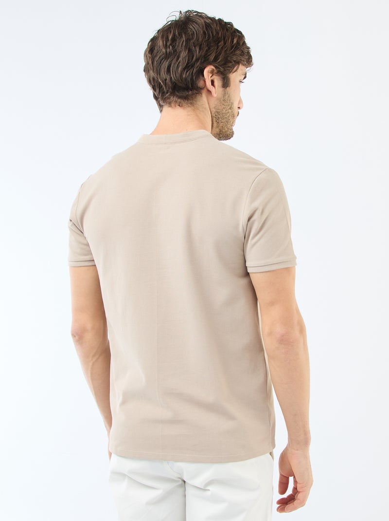 Poloshirt met mao-kraag Biege - Kiabi