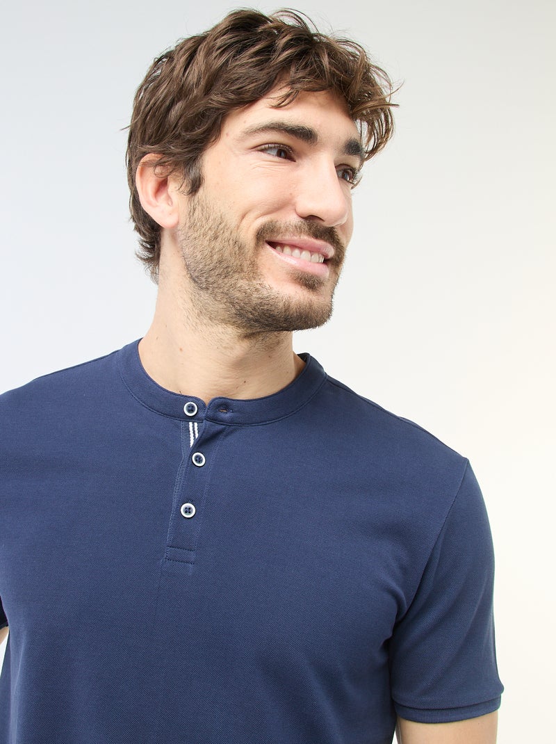 Poloshirt met mao-kraag Blauw - Kiabi