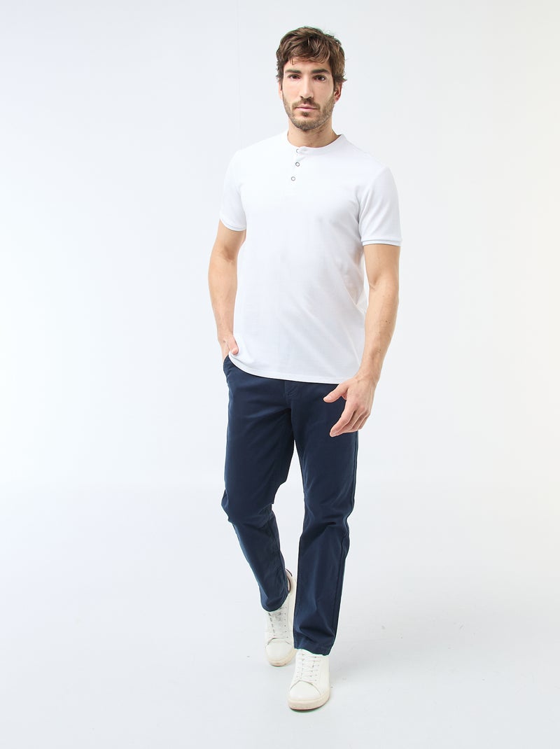 Poloshirt met mao-kraag Wit - Kiabi