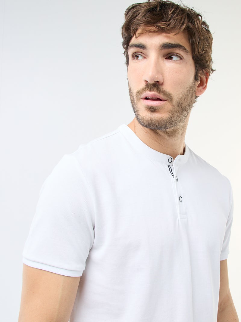 Poloshirt met mao-kraag Wit - Kiabi