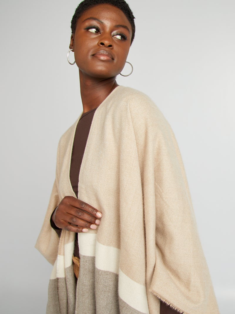 Poncho met franjes GRIJS - Kiabi