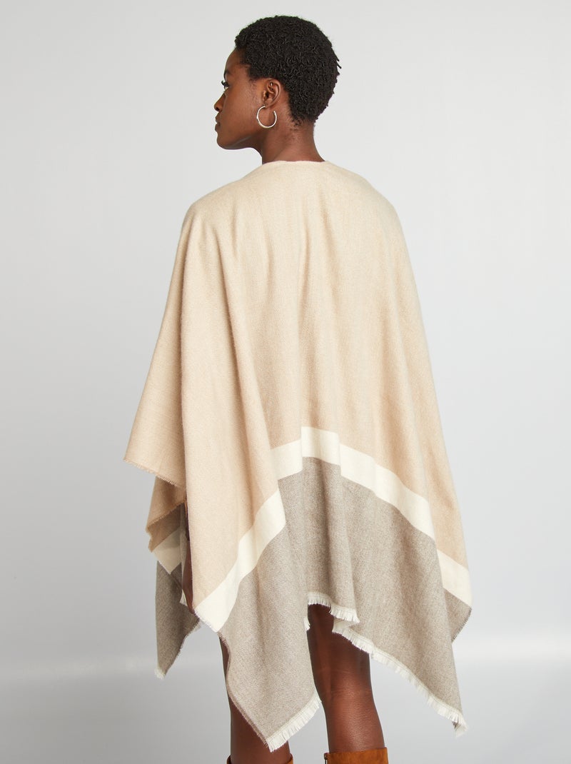 Poncho met franjes GRIJS - Kiabi