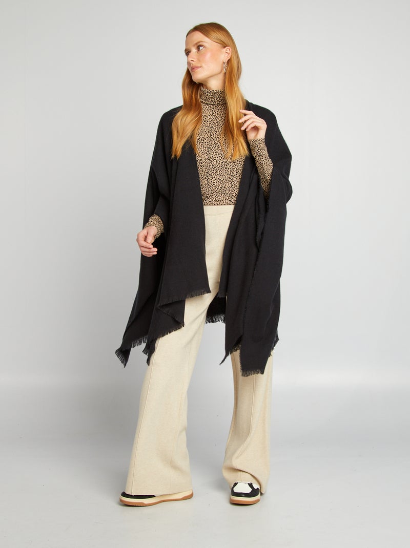 Poncho met franjes ZWART - Kiabi