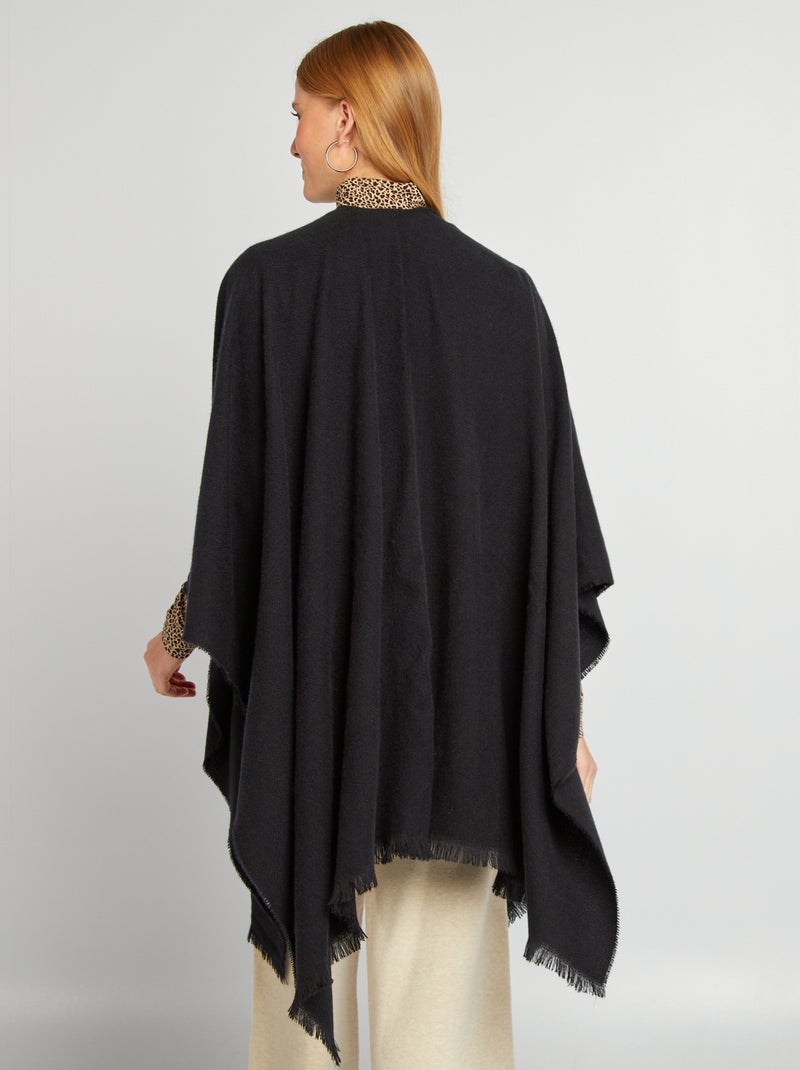 Poncho met franjes ZWART - Kiabi