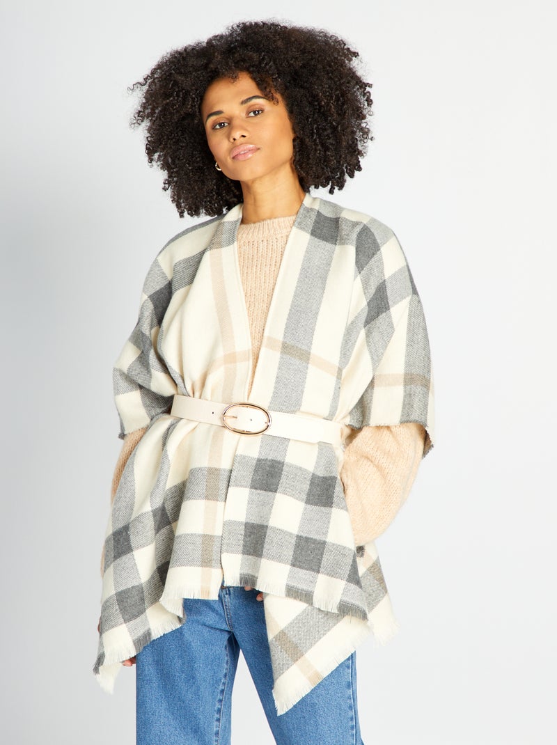 Poncho met luipaardprint GRIJS - Kiabi