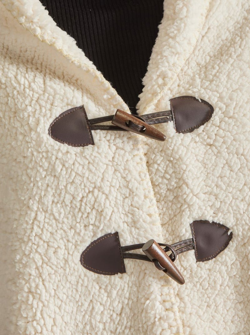 Ponchoplaid met schapenvachteffect wit - Kiabi