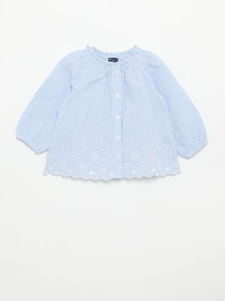 Popeline blouse met borduursels