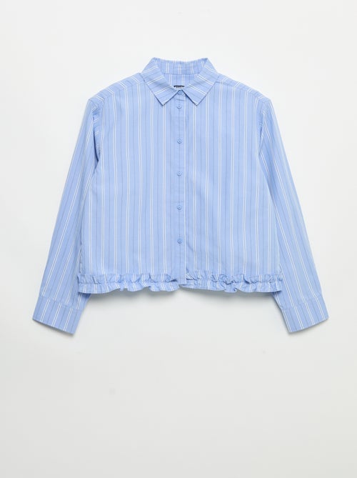 Popeline blouse met onderkant met ruches - Kiabi