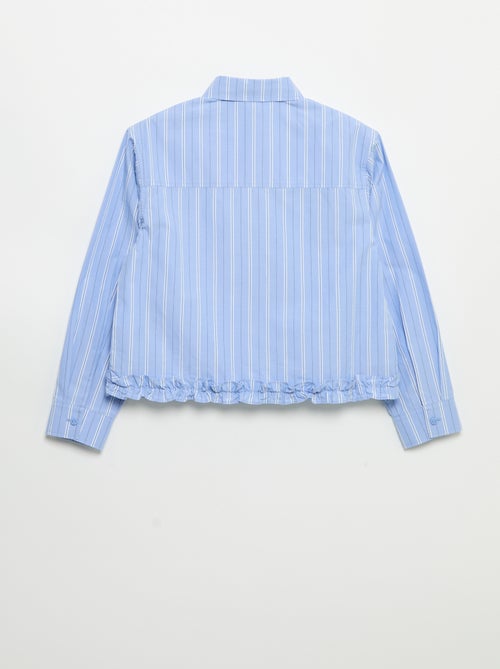 Popeline blouse met onderkant met ruches - Kiabi