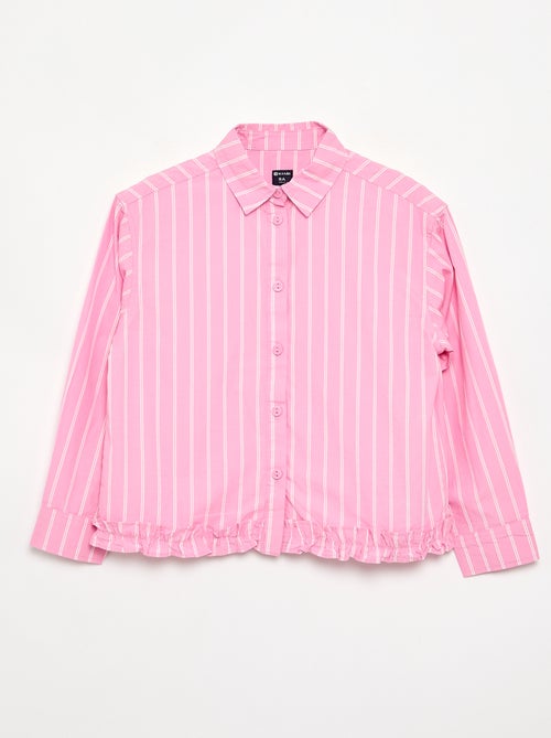 Popeline blouse met onderkant met ruches - Kiabi